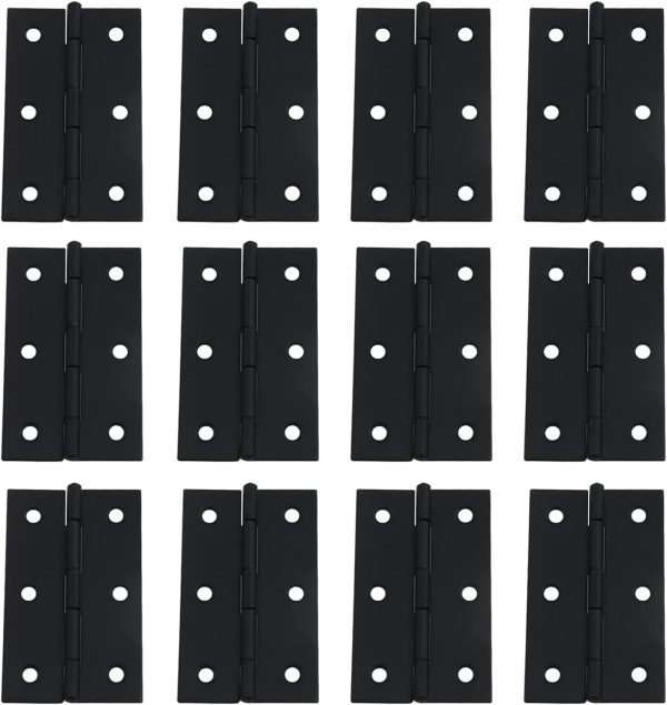Antrader Folding Hinges, Retro Flat Black Hinges Cabinet Furniture Repair Hardware for Wooden Cabinet Drawer Jewelry Box Decorative Pack of 12