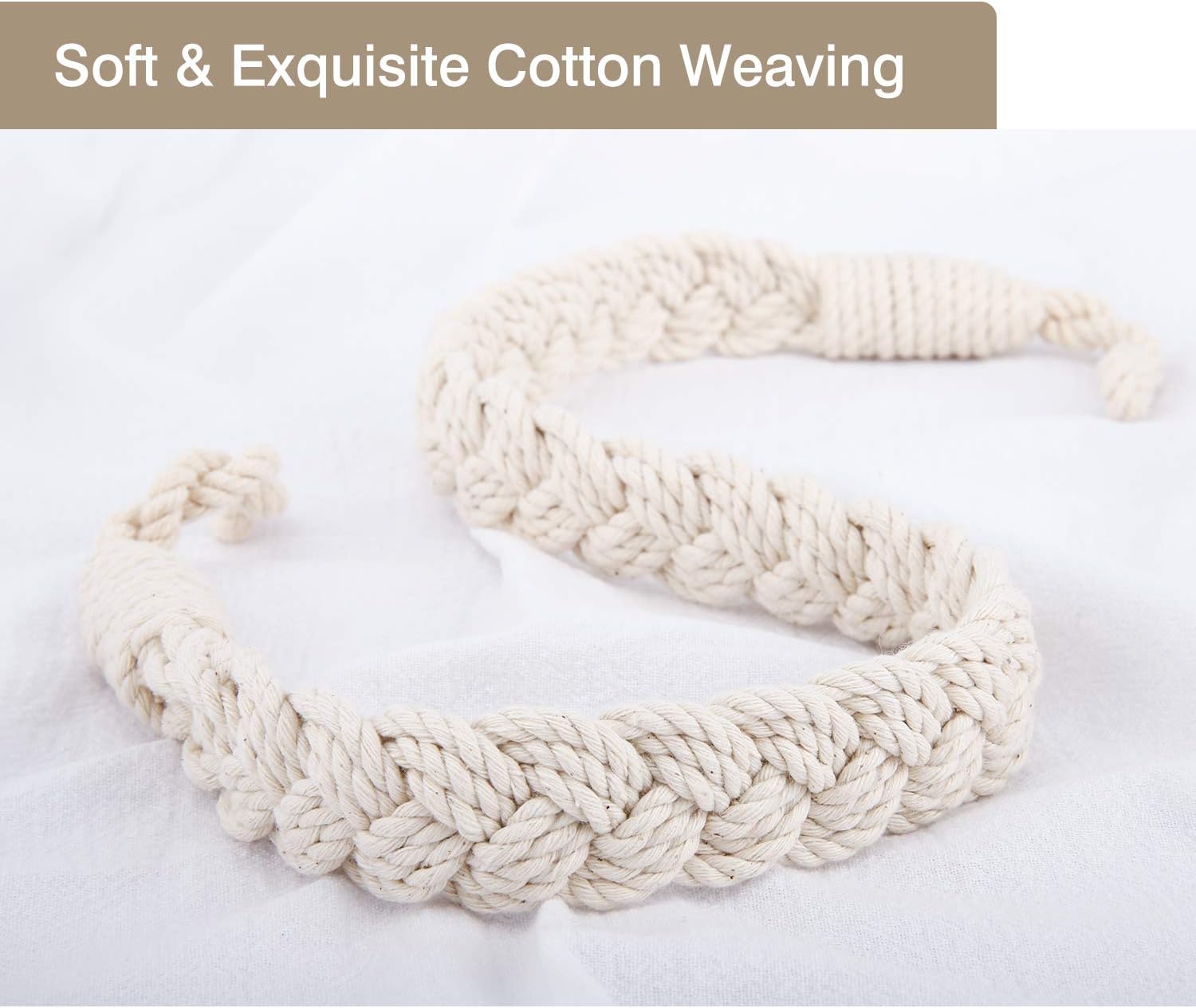 Curtain Rope Buckle, 2 Pieces Cotton Knitted Knot Braided Window Curtain Tiebacks Decorative Drapes Holdback for Living Room, Bedroom, Cafe - Beige - Image 3