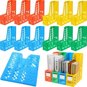 Glenmal 12 Pack Magazine Organizers Binder Organizer for Desk Plastic Vertical File Holder Magazine Racks Desk Accessories for Office, Home, or School (Colorful)