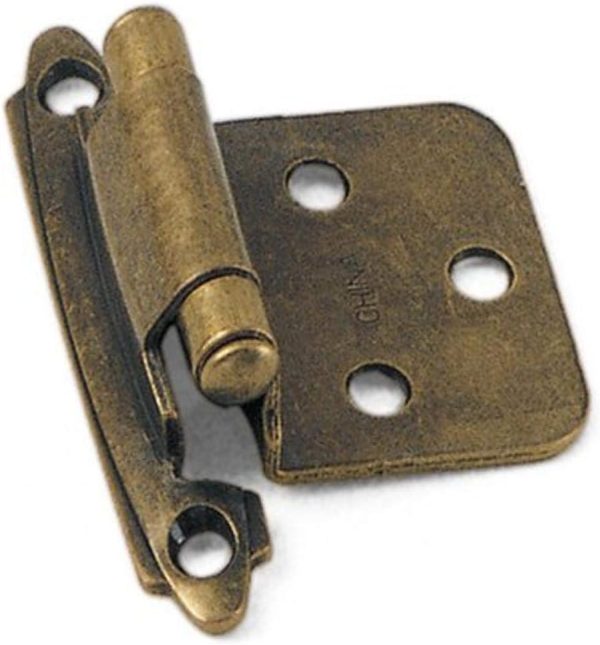 Laurey 28705 No Offset Antique Brass Semi Concealed Cabinet Hinges, 1 Count (Pack of 1)