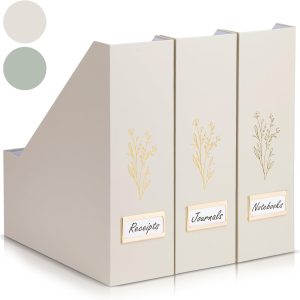 ZICOTO Beautiful Magazine Holder Set Of 3 - Sturdy File Holder to Organize Your Desk Or Shelves - The Perfect Office Storage to Effortlessly Organize Your Paperwork/Files, Magazines, Books Or Binders